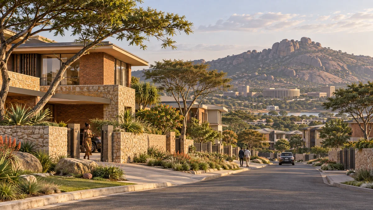 Illustrative rendering: Premium villa streetscape